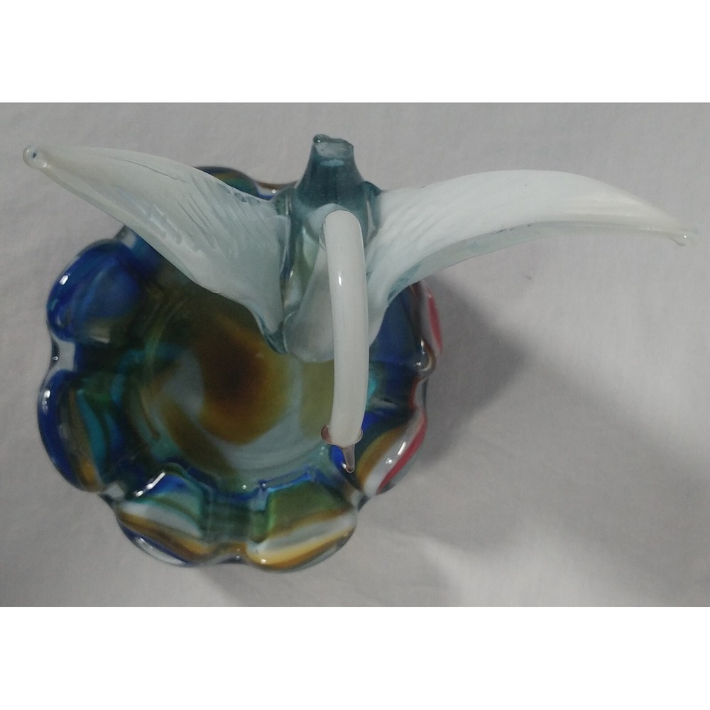 RARE 1940s Mexican Blown Glass Swan Ashtray Trinket Figurine Broken Tail - Picture 5 of 8